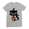 witch cat Ladies Fitted T-Shirt
