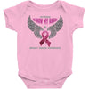 my hero is now my angel breast cancer awareness Baby Bodysuit