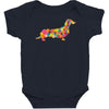 dachshund flower 2 Baby Bodysuit
