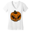 skull pumpkin Women's V-Neck T-Shirt
