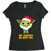 may cristmas be with you yoda Women's Triblend Scoop T-shirt