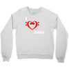 i love heart bass guitar music Crewneck Sweatshirt