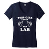 this girl loves her lab Women's V-Neck T-Shirt