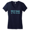 west ham in the blood retro style new Women's V-Neck T-Shirt