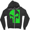 mad engine marvel brand punisher scar glow in the dark Zipper Hoodie