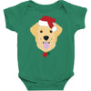 golden retriever dog with red santa's hat Baby Bodysuit