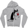 cat and wine Zipper Hoodie