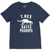 t rex hates pushups V-Neck Tee