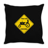 tractor crossing farmer's road warning sign Throw Pillow