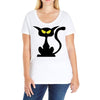 black cat Ladies Curvy T-Shirt