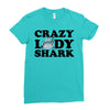 crazy lady shark Ladies Fitted T-Shirt