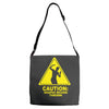 caution shapes being thrown printed Adjustable Strap Totes