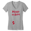 Muggle On Board Red Women's V-Neck T-Shirt