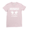caution! jazz handsfunny jazz dance comic boogie camp trumpet Ladies Fitted T-Shirt