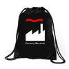 factory records   retro record label   mens music Drawstring Bags