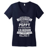 Super Cool Poppy Of A Freaking Awesome Grandson Women's V-Neck T-Shirt