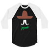 ladies sombrero  funny retro mexico mustache designer 3/4 Sleeve Shirt