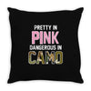 pretty in pink dangerous in camo Throw Pillow