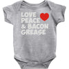 love peace and bacon grease Baby Onesie