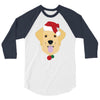golden retriever dog with red santa's hat 3/4 Sleeve Shirt