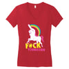 gay pride f#ck younicorn funny rude unicorn Women's V-Neck T-Shirt