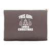 this girl loves christmas Accessory Pouches