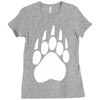 large bear paw print crew neck long sleeve Ladies Fitted T-Shirt