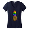 rainbow pineaplle Women's V-Neck T-Shirt