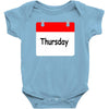 title of day of the week sunday thursday day of the week Baby Bodysuit