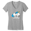 sad unicorn Women's V-Neck T-Shirt