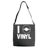 i love vinyl Adjustable Strap Totes