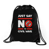 say no to civil war Drawstring Bags