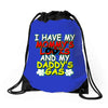 mommy's looks daddy's gas Drawstring Bags
