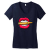 bullet in mouth Women's V-Neck T-Shirt