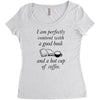 good book and coffee rectangle Women's Triblend Scoop T-shirt