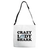crazy lady shark Adjustable Strap Totes