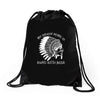 my indian name is runs with beer Drawstring Bags