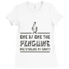 one by one penguins stealing Ladies Fitted T-Shirt