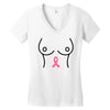breast with pink ribbon Women's V-Neck T-Shirt
