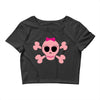 fummy pink skull long sleeve Crop Top