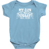 my gun is bigger Baby Onesie
