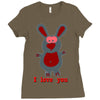 i love you bunny hare rabbit cupid couple kiss fun Ladies Fitted T-Shirt