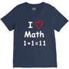 kids boys childrens i love math 1+1=11 funny V-Neck Tee