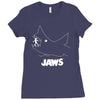 jaws chalk board movie licensed cotton blend adult Ladies Fitted T-Shirt
