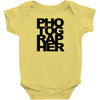 photographer camera photography modern text photos scrapbook geek t sh Baby Onesie