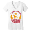 This Girl Loves Her Doberman Pinscher Women's V-Neck T-Shirt