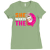 She Wants The D - Dunkin Donuts Ladies Fitted T-Shirt
