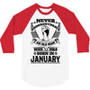 Never Underestimate Old Man Who Was Born January 3/4 Sleeve Shirt