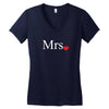 Mrs with heart dot (Mr and Mrs set) Women's V-Neck T-Shirt