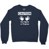caution! jazz handsfunny jazz dance comic boogie camp trumpet Crewneck Sweatshirt